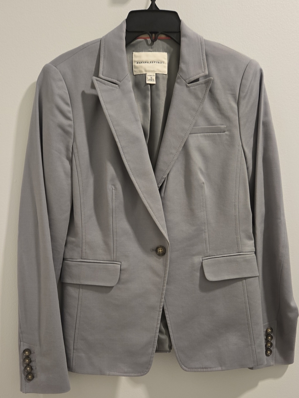 Banana Republic Light Gray Single-Button Tailored Blazer